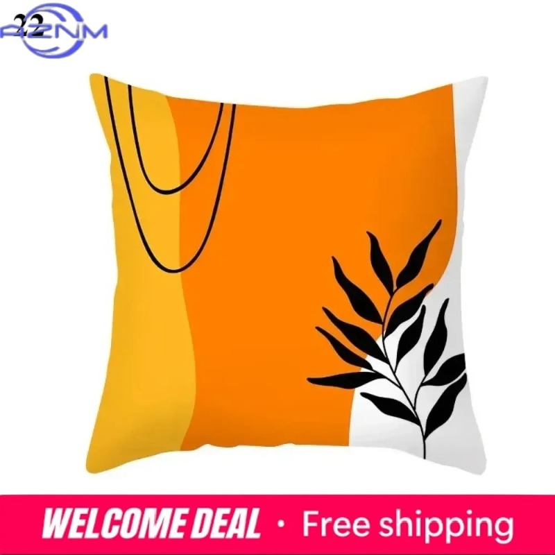 Century Textile & Sewing Supply Reviews - ปลอกหมอนอิงลายใบไม้สไตล์โบโฮสีส้ม แนวโมเดิร์นกลางศตวรรษ ตกแต่งห้องนั่งเล่น ห้องนอน