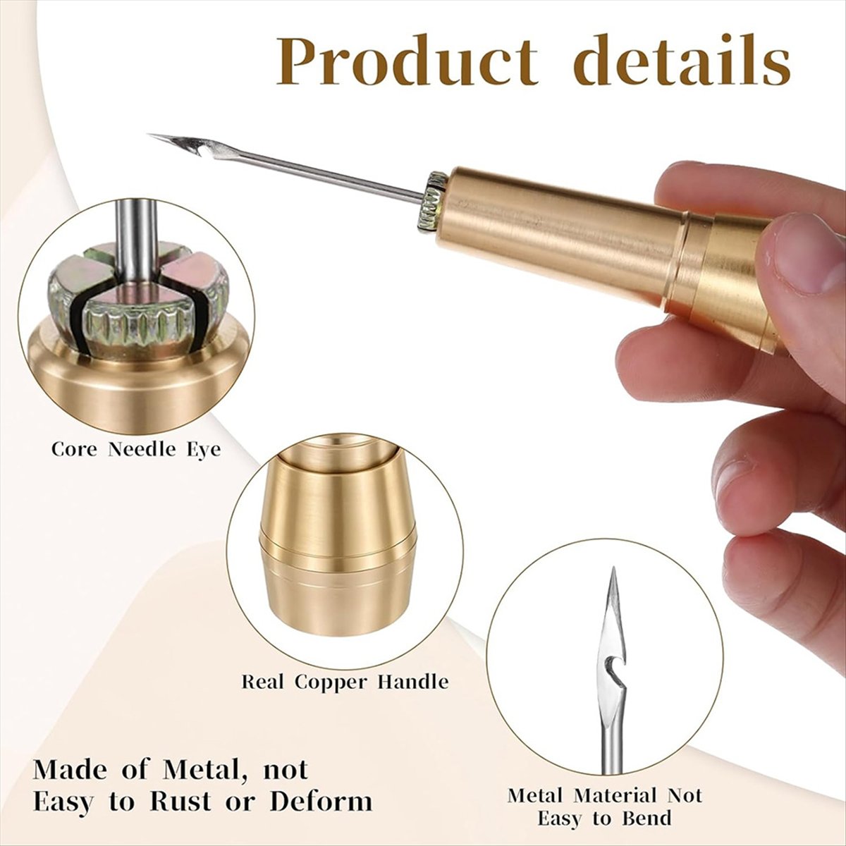 Sewing Kit - ชุดเข็มเย็บหนัง 9 ชิ้น พร้อมด้ามทองแดง 6 เข็ม