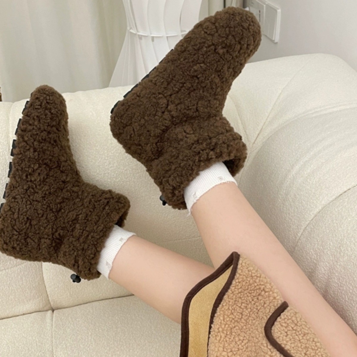 รองเท้าบูทหิมะบุขนแกะหนานุ่ม อ - Sewing Fleece บทวิจารณ์และราคา